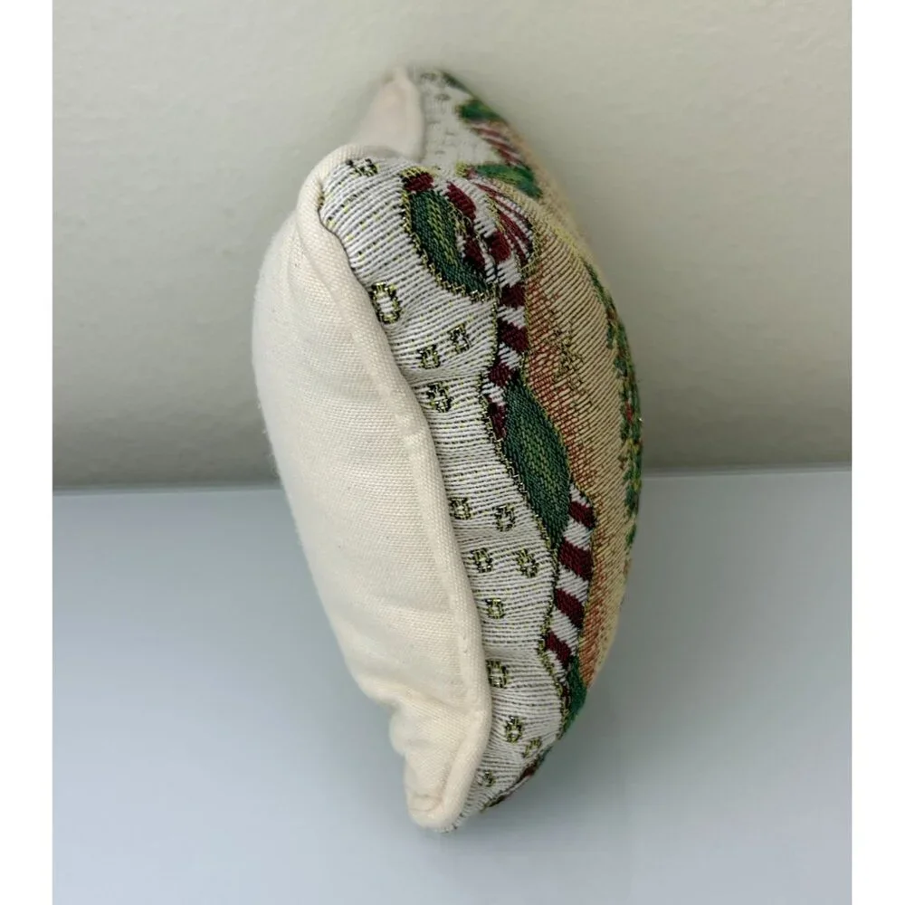 Happy Holidays Tapestry Rectangular Christmas Tree Pillow 11.5 x 7.5 Decor